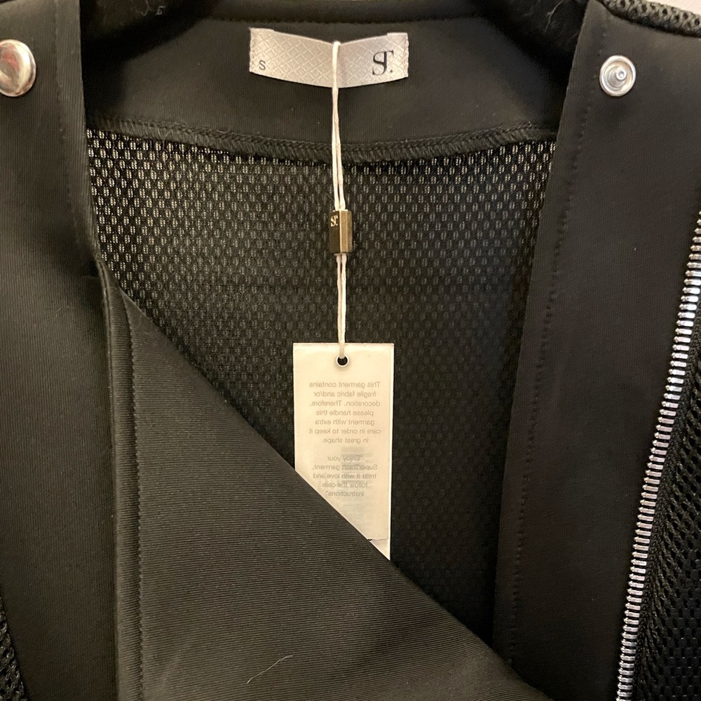 Black motorcycle jacket dress with mesh back. ST size small - Picture 3 of 3